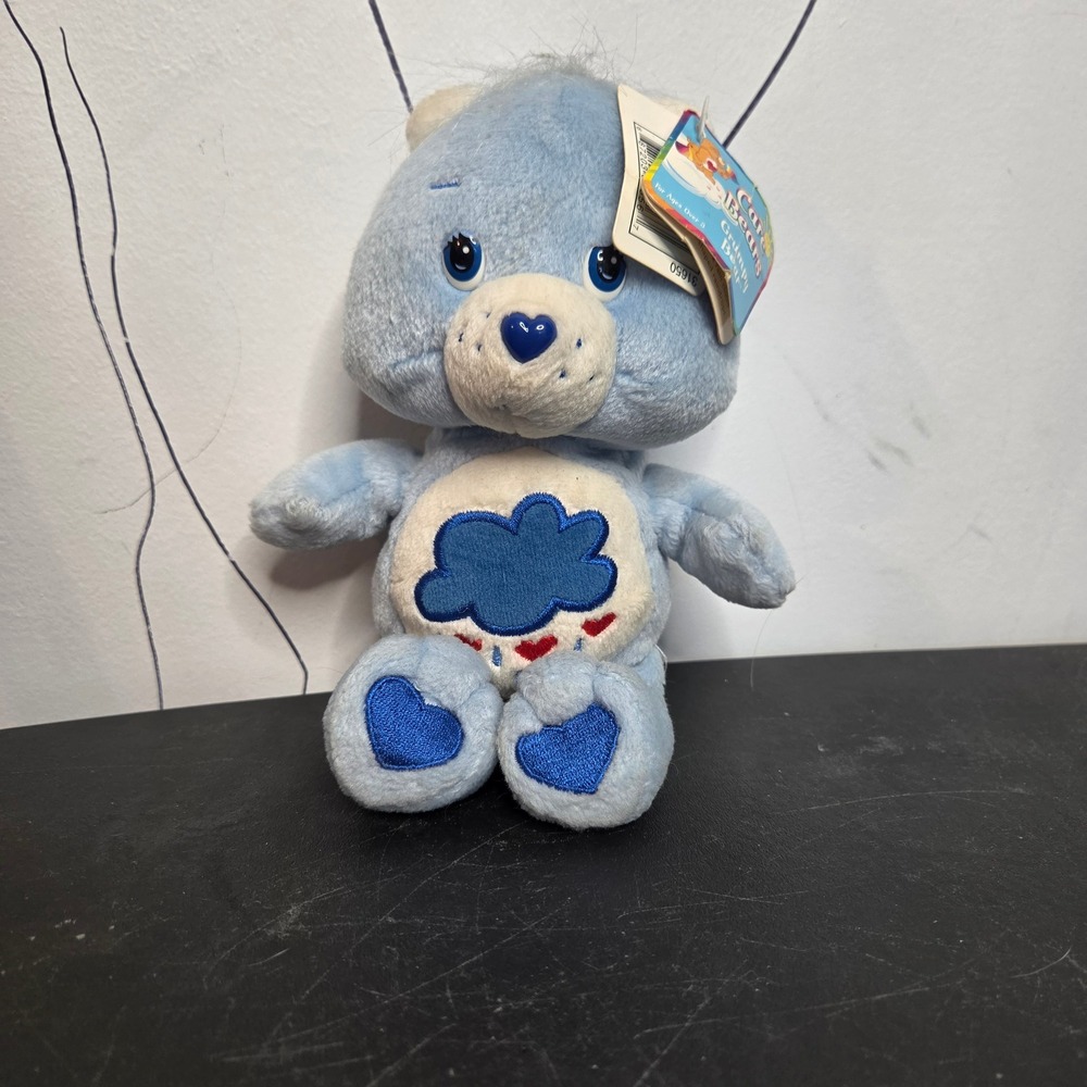 Care Bears Grumpy Bear Blue Plush 2002 Play Along 8 inch Vintage 31650 NWT Spots